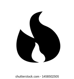 Fire flame logo vector illustration design template. Fire flame icon. Black icon isolated on white background. Fire flame silhouette. Simple icon.