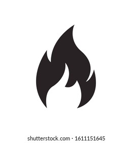 Fire flame logo vector illustration design template. Fire flame icon. Black icon isolated on white background. Fire flame silhouette. 