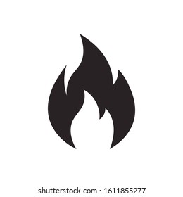 Fire flame logo vector illustration design template. Fire flame icon. Black icon isolated on white background. Fire flame silhouette. Simple icon.