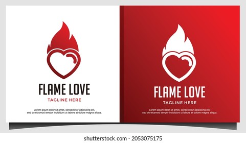 Fire Flame love logo design