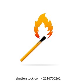 Fire flame match. Abstract flat icon on white background. Vector illustration design