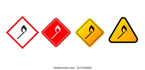 Fire flame match. Abstract flat icon on white background. Vector illustration design