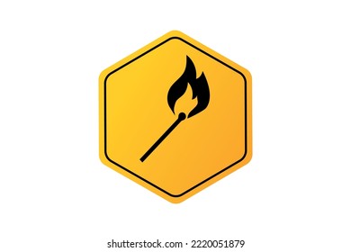 Fire flame match. Abstract flat icon on white background.