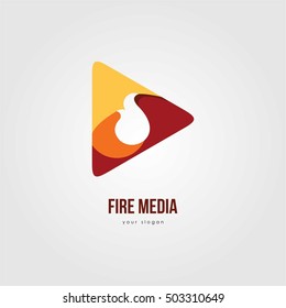 FIRE FLAME MEDIA RED TEMPLATE EMBLEM