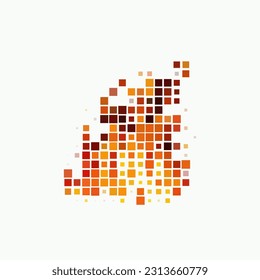 fire flame mosaic vector illustration for needlework