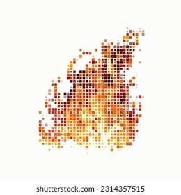 fire flame mosaic vector illustration for needlework