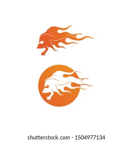Fire flame nature logo and smoke symbols icons template