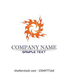 Fire flame nature logo and smoke symbols icons template