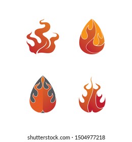 Fire flame nature logo and smoke symbols icons template