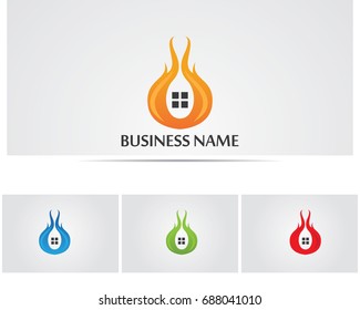 Fire flame nature logo and symbols icons template
