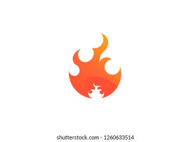 Fire flame with negative space. Vector Logo Symbol