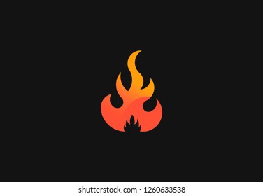Fire flame with negative space. Vector Logo Symbol