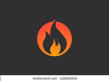 Fire flame with negative space. Vector Logo Symbol