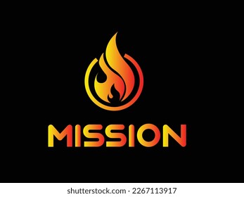 Fire flame with negative space. Vector Logo Symbol