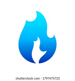 Fire flame, new blue icon, vector illustration