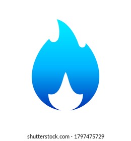 Fire flame, new blue icon, vector illustration