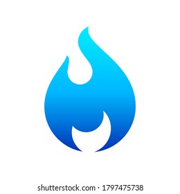 Fire flame, new blue icon, vector illustration