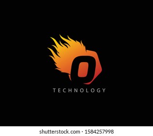 Fire Flame O Letter Logo Icon 