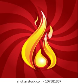 Fire flame on dynamic background, vector illustration