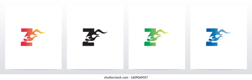 Fire Flame On Letter Logo Design Z