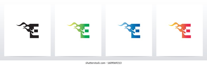 Fire Flame On Letter Logo Design E