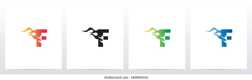 Fire Flame On Letter Logo Design F