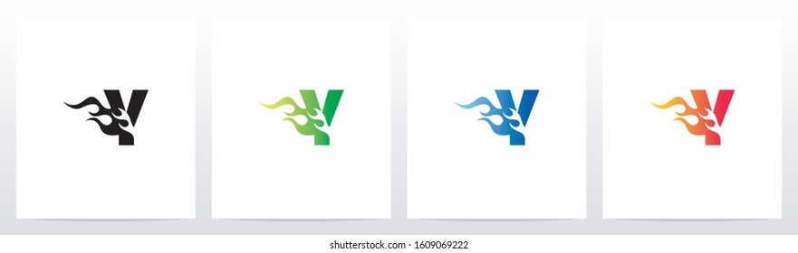Fire Flame On Letter Logo Design Y