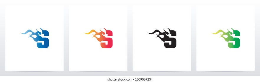 Fire Flame On Letter Logo Design S