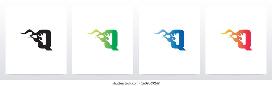 Fire Flame On Letter Logo Design Q