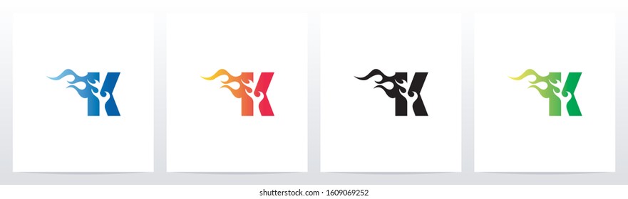 Fire Flame On Letter Logo Design K
