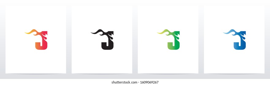 Fire Flame On Letter Logo Design J