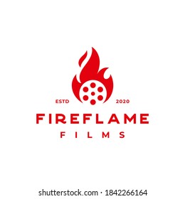 fire flame on roll film for production house or movie institution logo design