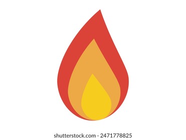 Fire flame on white background.