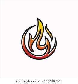 fire flame outline logo icon symbol line art illustration vector premium quality