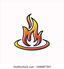 fire flame outline logo icon symbol line art illustration vector premium quality