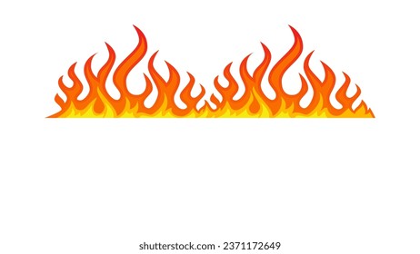 Fire flame pattern, flammable line blaze hot temperature illustration, gas blazing wallpaper cartoon vector firewall textured frames set