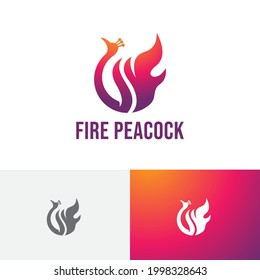 Fire Flame Peacock Phoenix Hot Modern Simple Business Logo