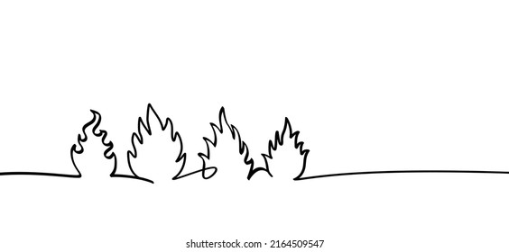 Fire or flame pictogram. Fire drawning line pattern.Cartoon vector flames icon or symbol. Burn, ablaze logo. 