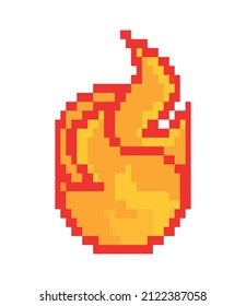fire flame pixel icon flat isolated