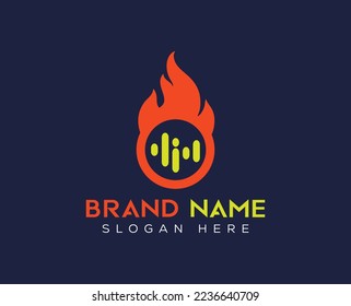 Plantilla vectorial del logotipo del logotipo de los medios de reproducción de llama de fuego
