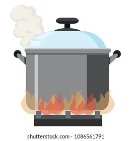 Fire Flame Pot on White Background illustration