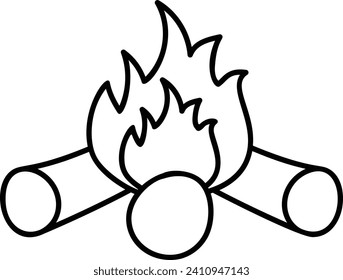fire Flame Producing light and heat concept, campfire vector icon design, Camping and outdoor symbol, extreme sports equipment sign, Backpack and Adventure travel elements stock illustration