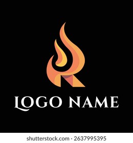 Fire Flame R Letter Logo Energy Heat Power Brand