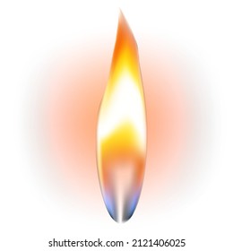 Fire flame. Realistic light from hot burning gas isolated on white background