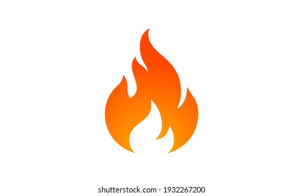 Огонь, пламя. Красное пламя в абстрактном стиле на белом фоне. Плоский огонь. Изолированная графика современного искусства. Знак пожара. Векторная иллюстрация