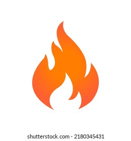 Fire, flame. Red flame in abstract style on white background. Flat fire. Modern art isolated graphic. Fire sign. Vector Illustration