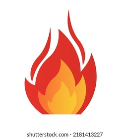 Fire, flame. Red flame in abstract style on a white background. Fire signal. Vector illustration