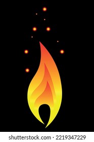Fuego, llama. Llama roja en estilo abstracto sobre fondo blanco. Fuego plano. Gráfico aislado de arte moderno. Señal de fuego. Ilustración vectorial