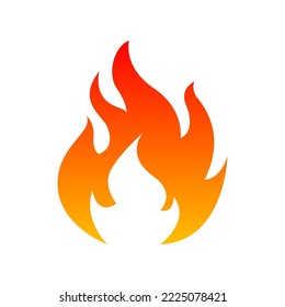 Fire, flame. Red flame in abstract style on white background. Flat fire. Modern art isolated graphic. Fire sign. Vector Illustration