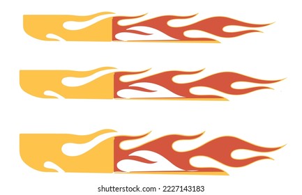 Fire, flame. Red flame in abstract style on white background. Flat fire collection set. Modern art isolated graphic. Fire sign. vector illustration